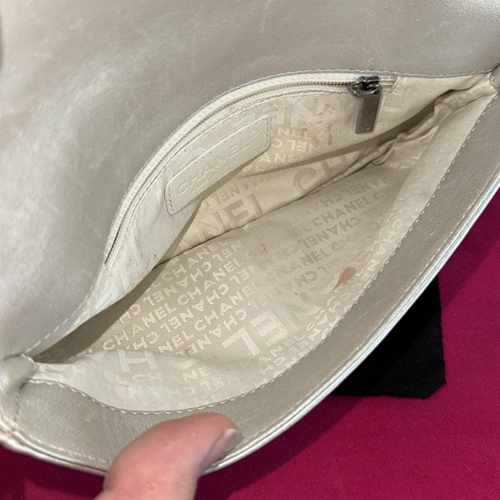 Chanel Floral Embossed Silver Shoulder Bag - Picture 9 of 13